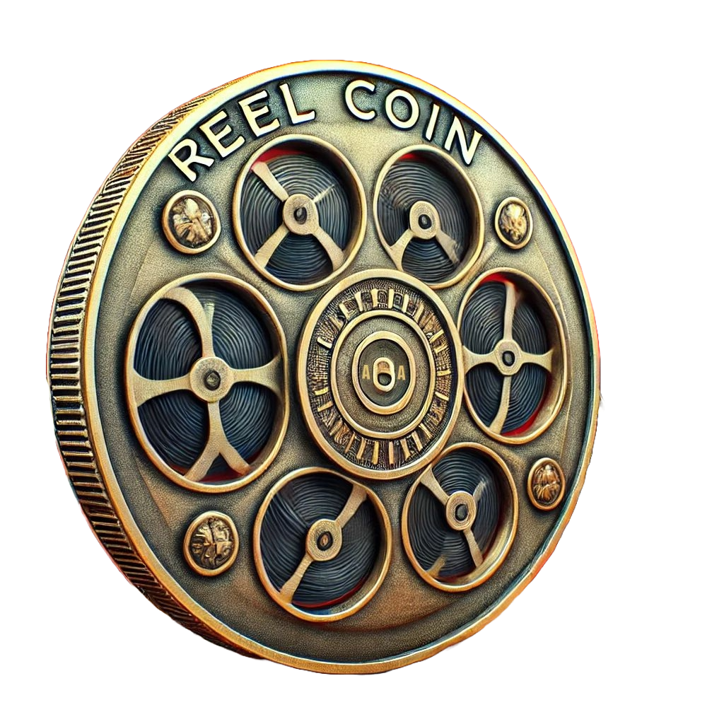 "ReelCoin Token - Film reel with crypto engraving"